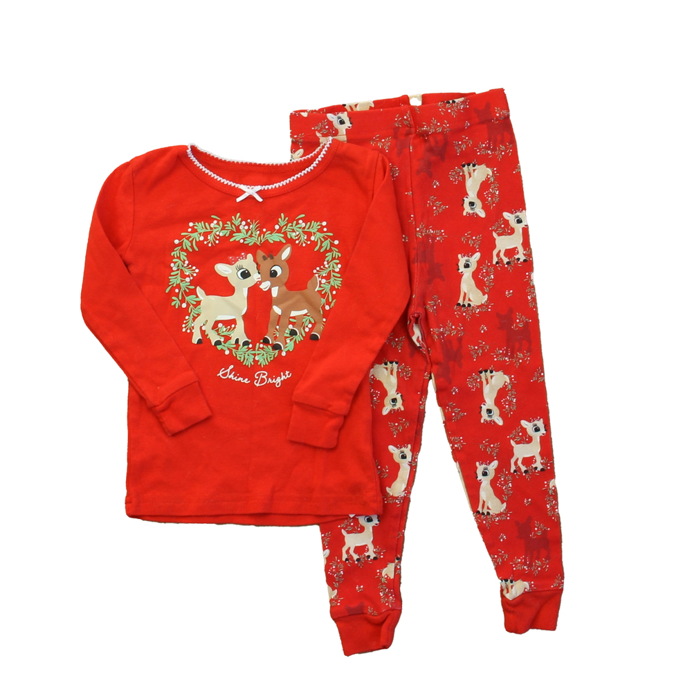 Rudolph Girls Red Reindeer 2-piece Pajamas size: 24 Months